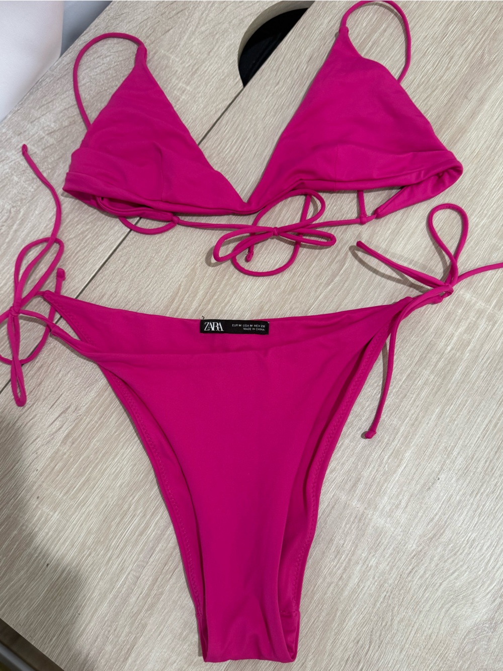 Zara Hot Pink Bikini Bottom with Tie Detail
